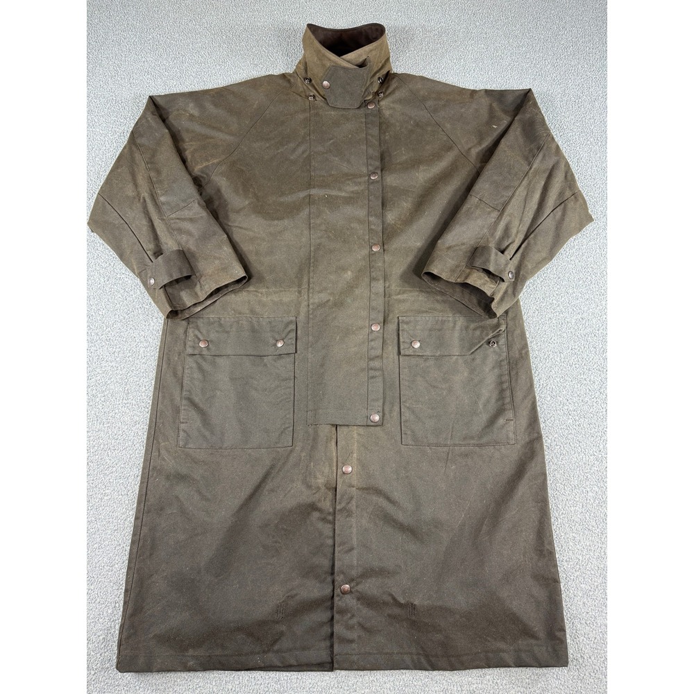 Australian Outback Duster Coat Men's M Brown Waxed Cotton Oilskin Canada Vintage